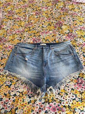 torrid Light Blue Frayed Hem Jean Shorts